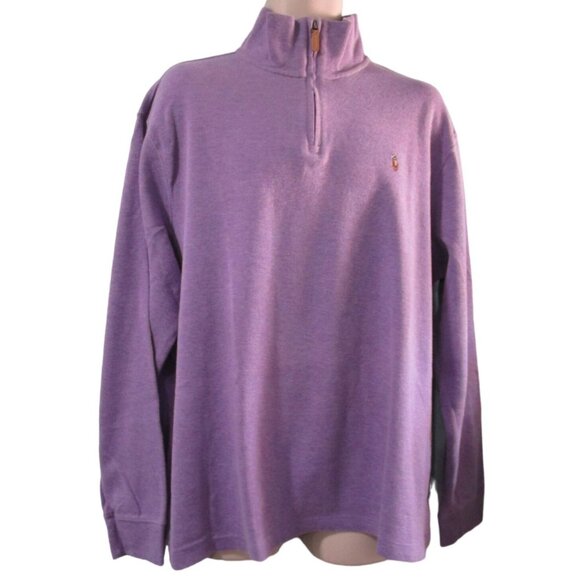 Polo Ralph Lauren Estate Rib Quarter Zip Light Purple Cotton Men's XXL EUC - Picture 6 of 16
